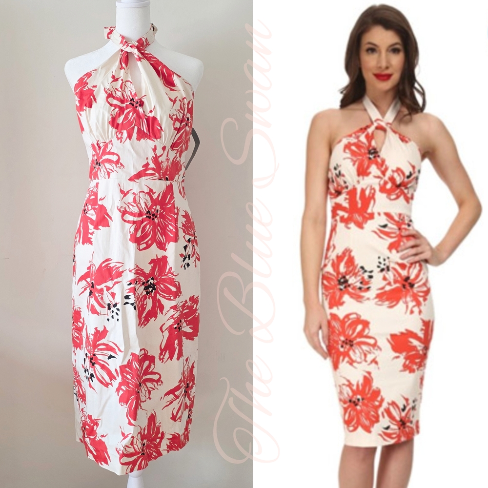NWT Stop Staring Acacia Coral Floral Halter Dress 14